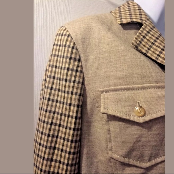 DONCASTER Plaid Jacket Tan Brown Wool Career - Picture 5 of 8